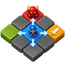 Turn-based tactics icon with crossed swords